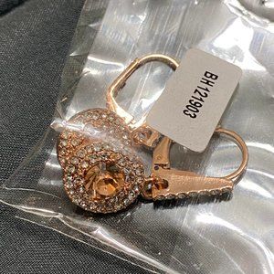 Rose Gold and CZ Leverback Drop Earrings